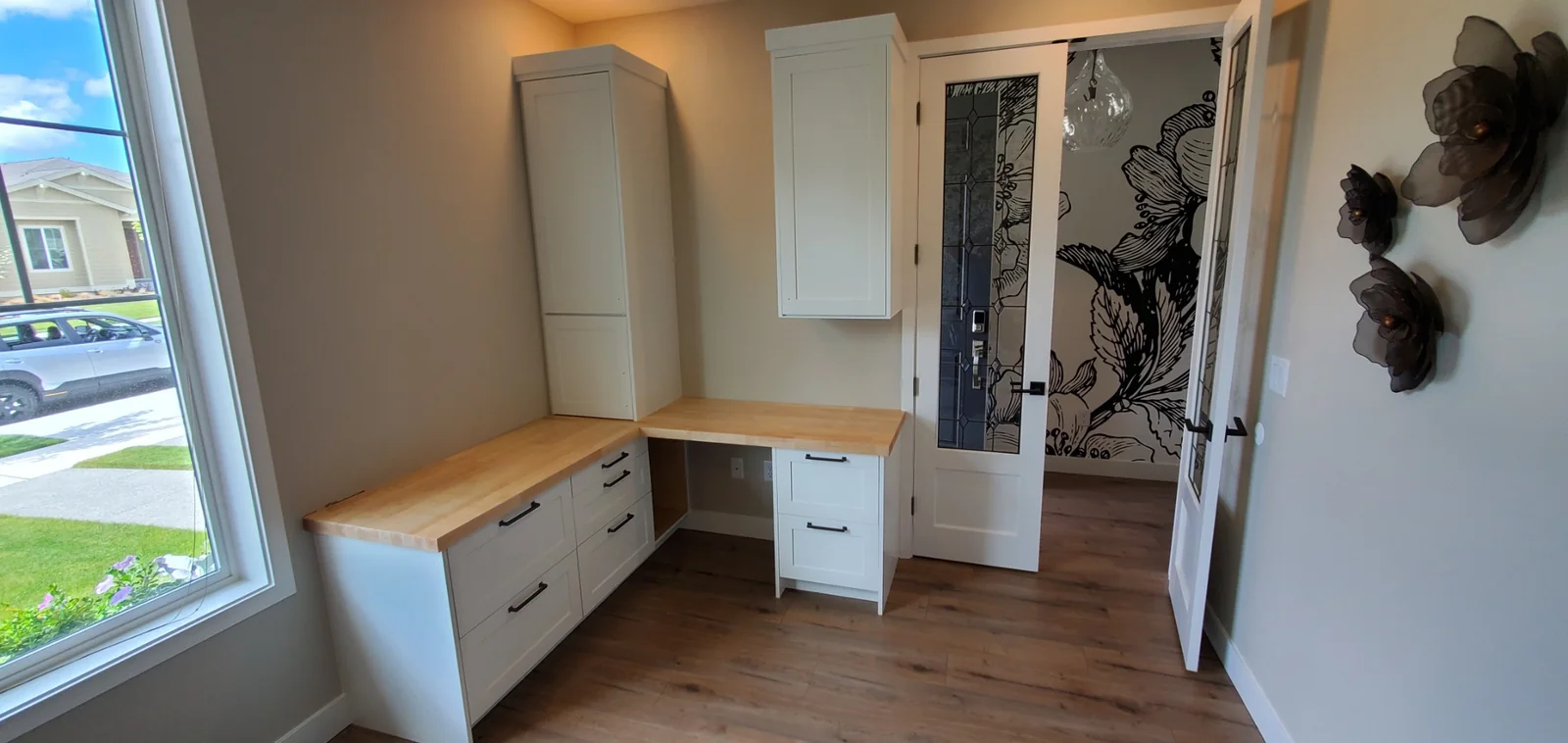 White custom built-in entertainment center