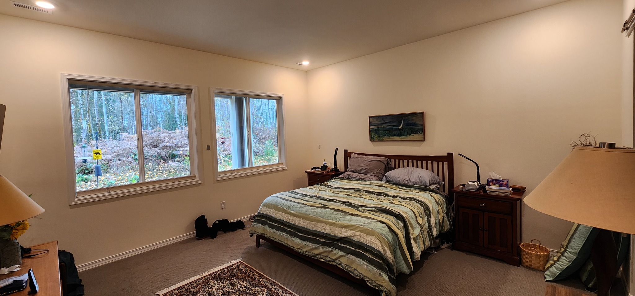 Bedroom before decorative accent wall installation and painting