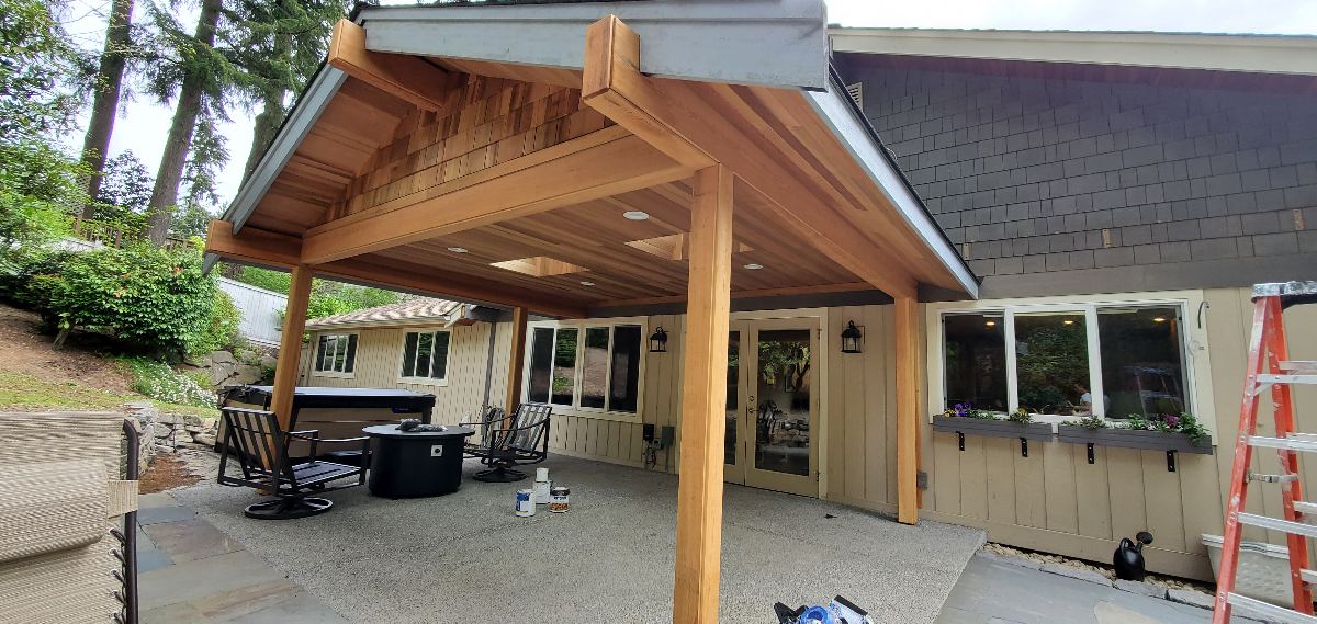 Patio Ceiling Staining before SEACOL finishing